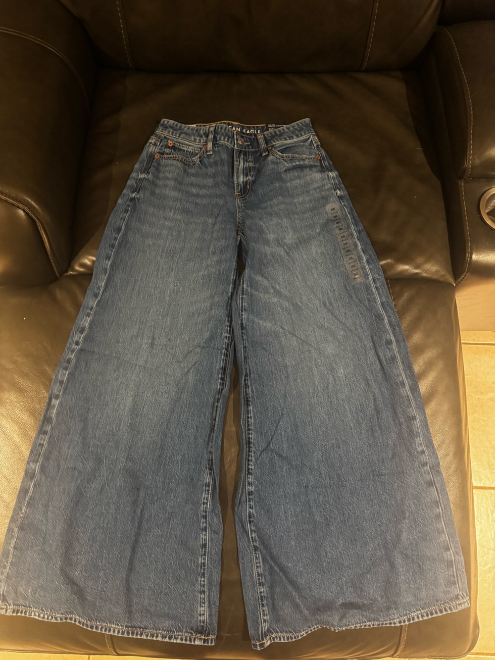 American Eagle Outfitters Wide Leg Jeans in Blue Denim